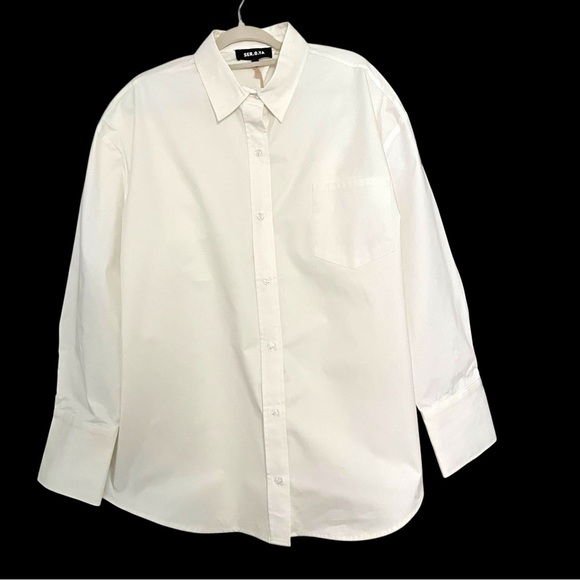 Reformation SER.O.YA NWT White Button Down Shirt Crisp Size X Large - Picture 2 of 12